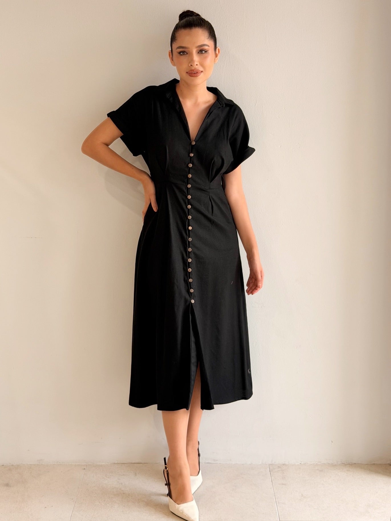 Vestido de Lino Con botones