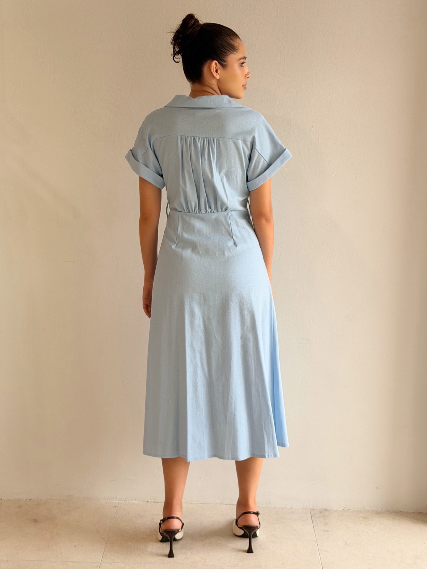 Vestido de Lino Con botones