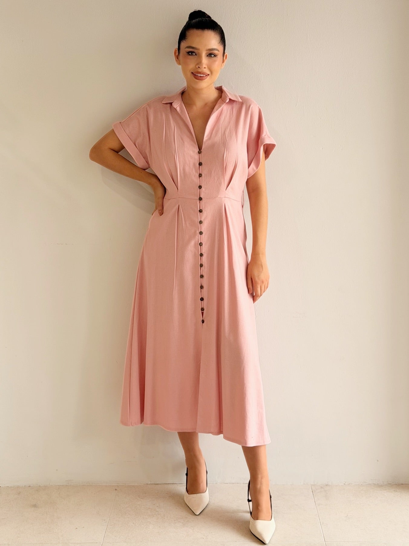 Vestido de Lino Con botones