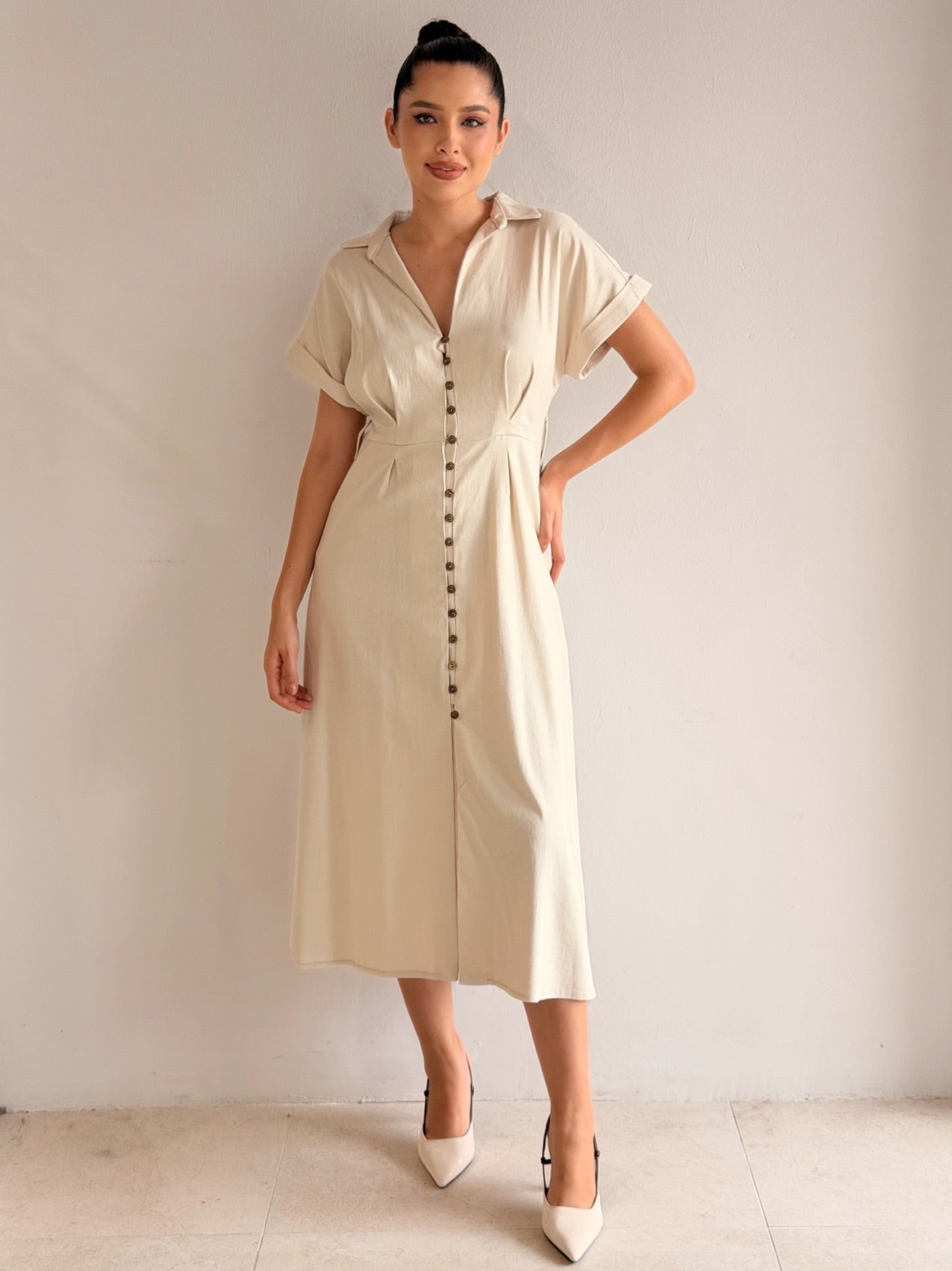 Vestido de Lino Con botones