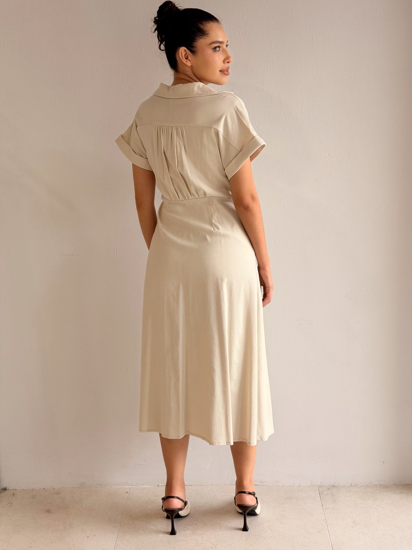 Vestido de Lino Con botones