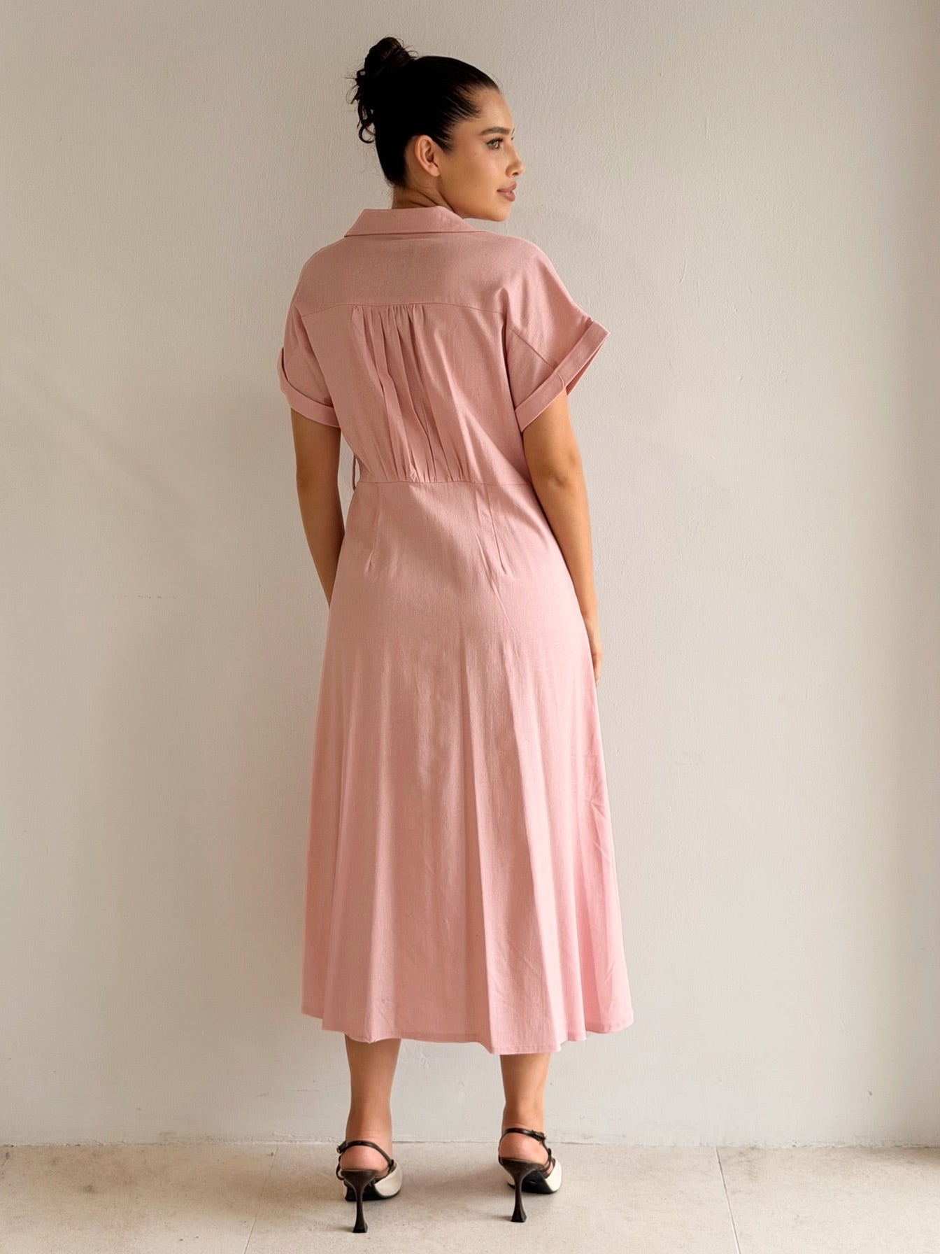 Vestido de Lino Con botones