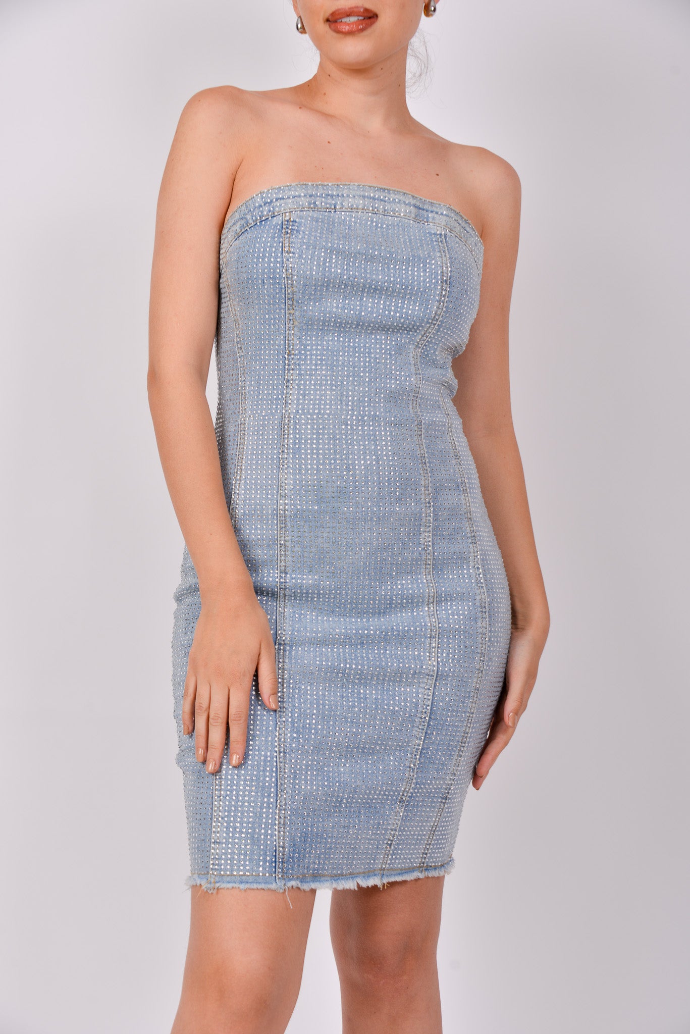 Vestido Strapless de brillos