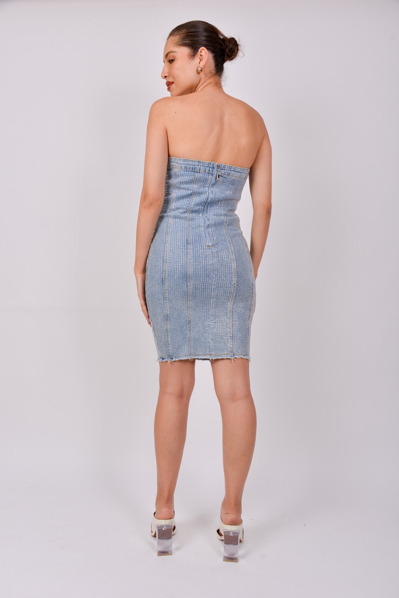 Vestido Strapless de brillos