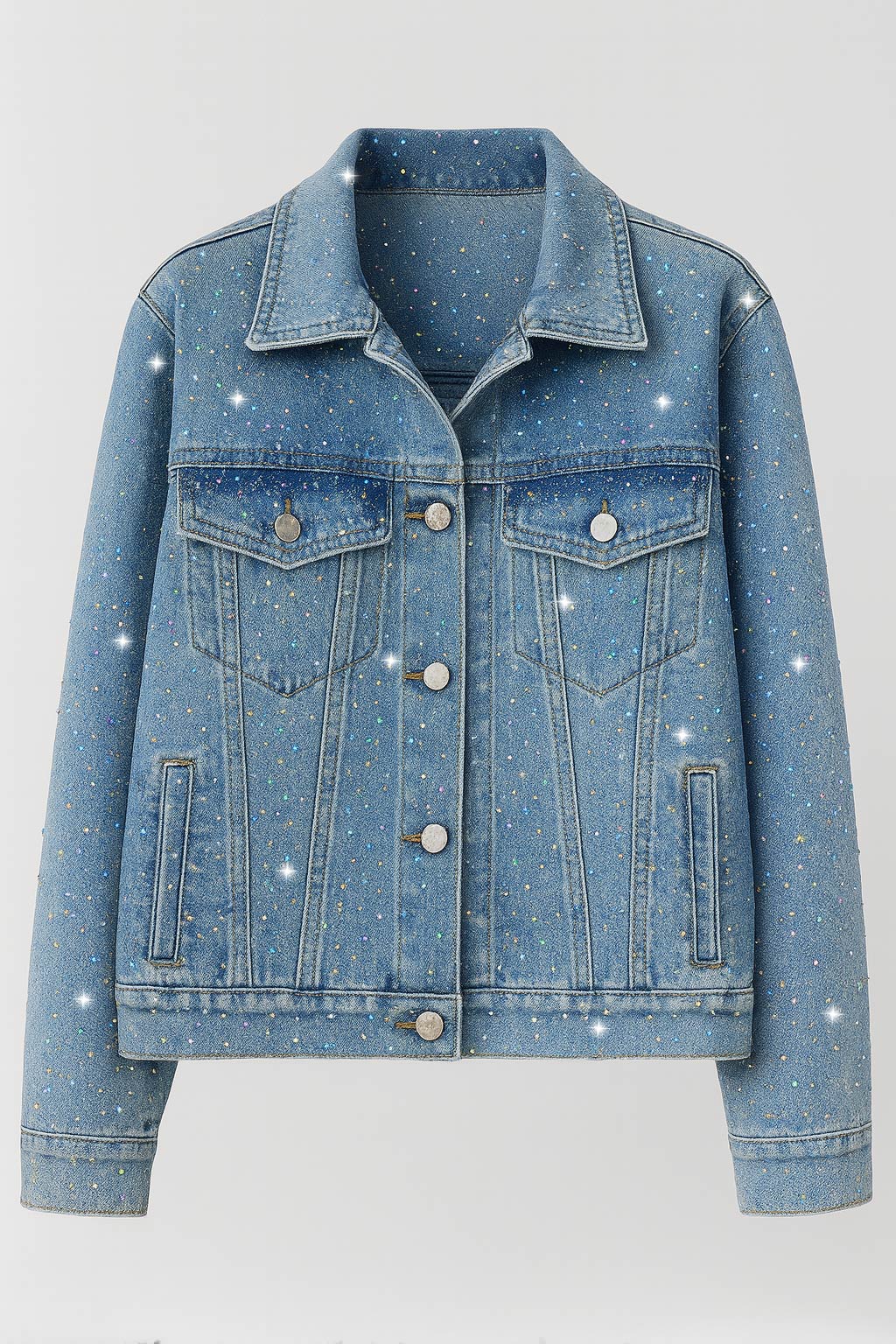 Chamarra denim de brillos