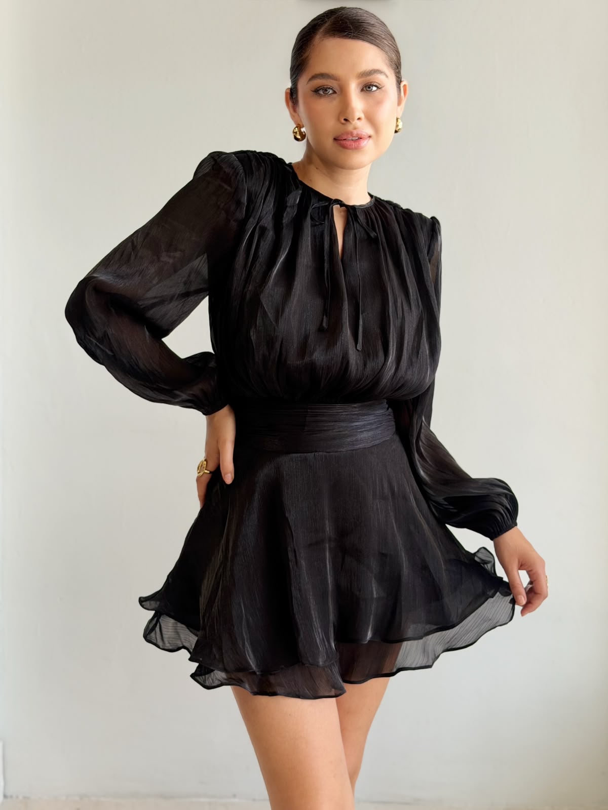 Vestido Satin Manga larga