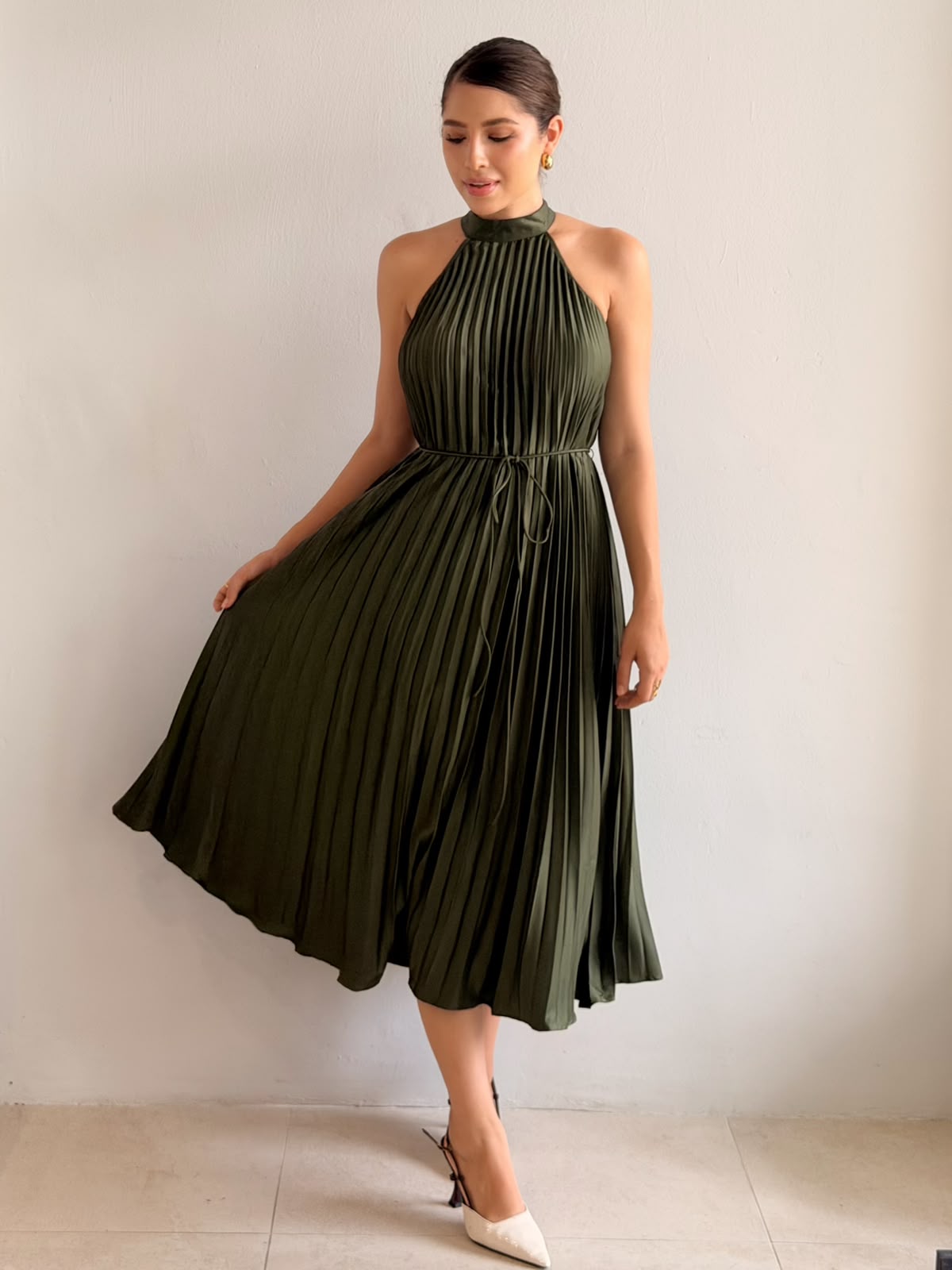 Vestido Plisado Halter