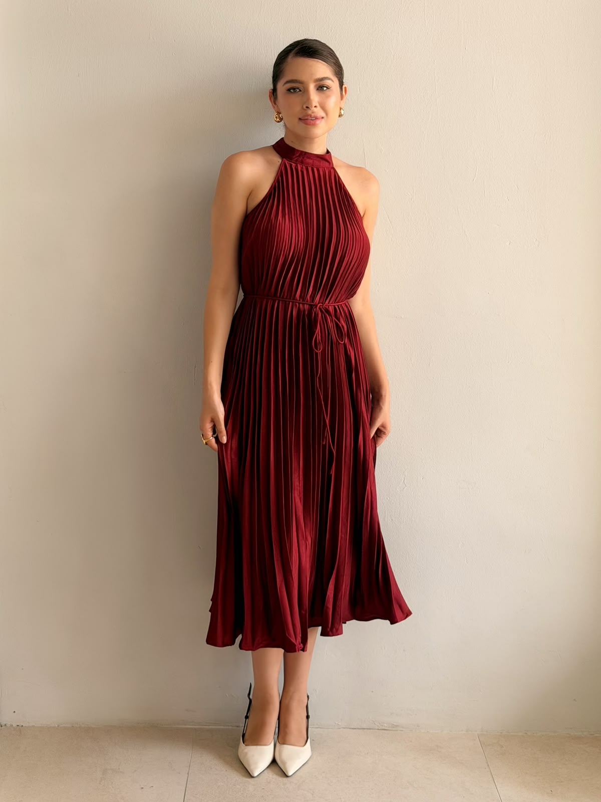 Vestido Plisado Halter