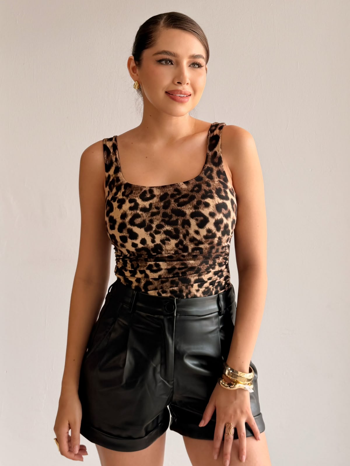 Body tirantes escote cuadrado animal print