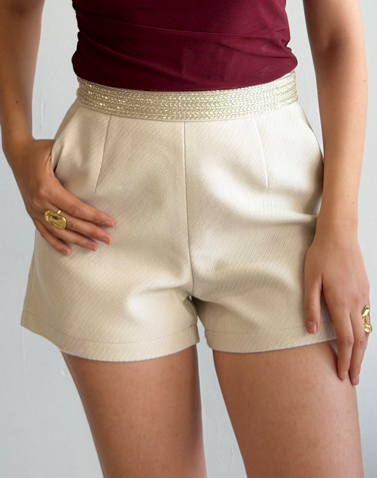 Short con brillos blanco – Daze Mx