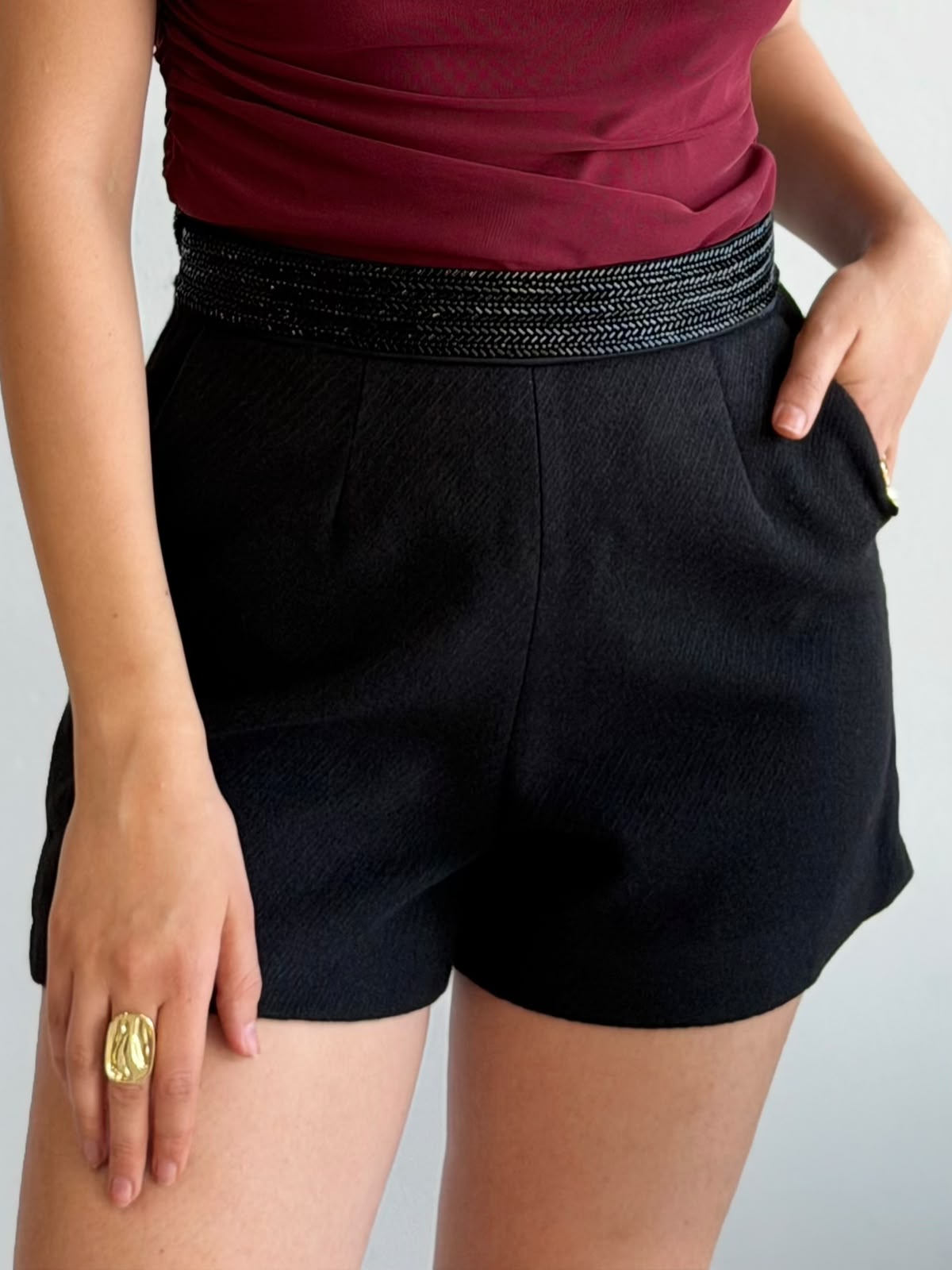 Short con brillos negro – Daze Mx