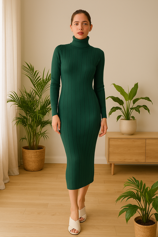 Maxi Vestido tejido cuello alto