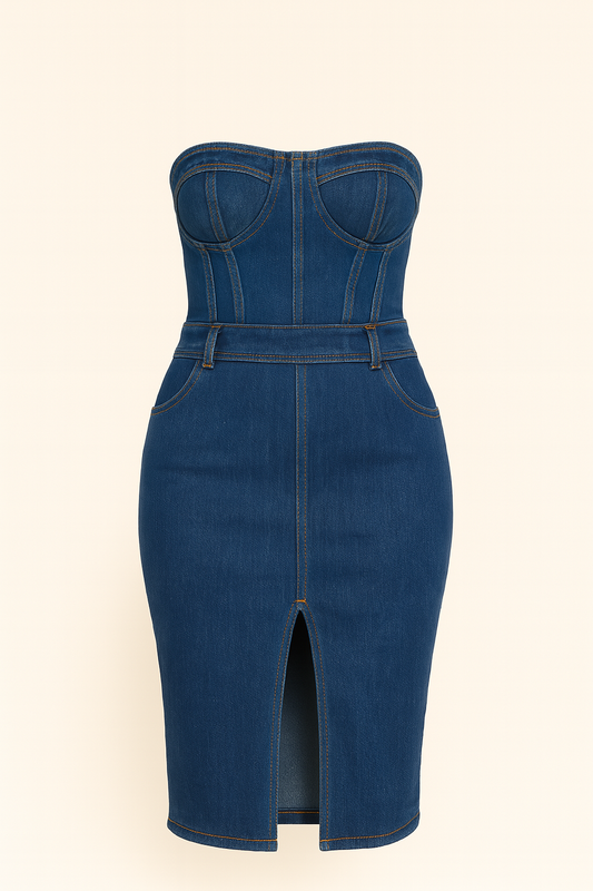 Vestido de mezclilla strapless