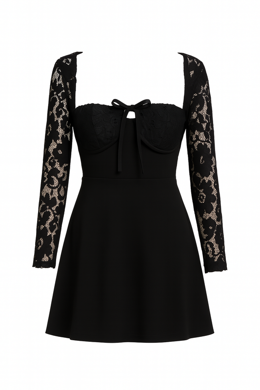 Vestido manga de encaje