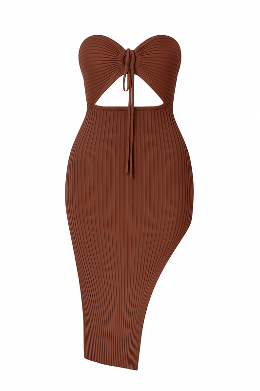 Vestido halter tela acanalada