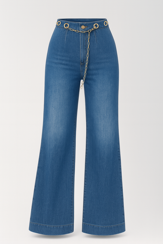 Pantalon de mezclilla con cinturon de Cadena