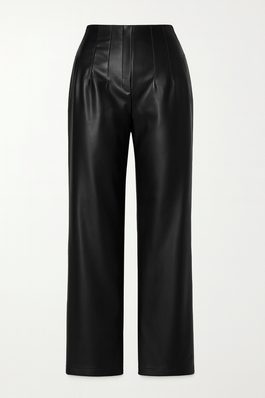 Pantalón con pinzas vinipiel