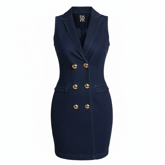 Vestido sastre de mezclilla con botones