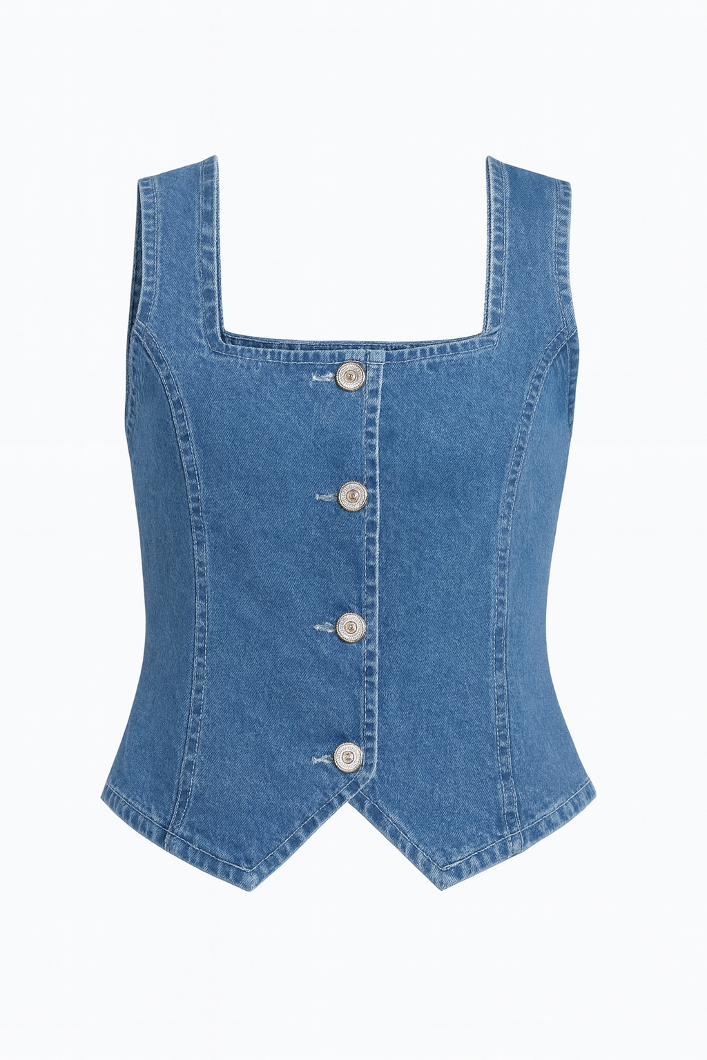 Chaleco denim escote cuadrado