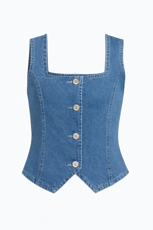 Chaleco denim escote cuadrado