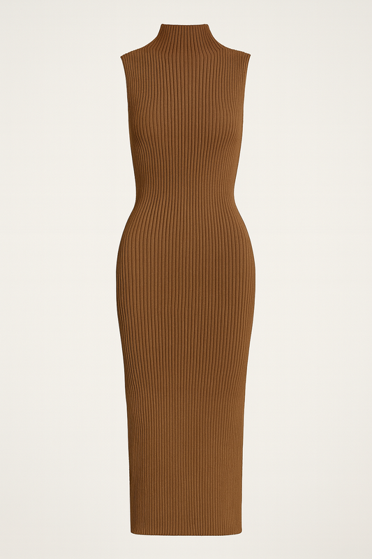 Vestido tejido cuello alto sin mangas