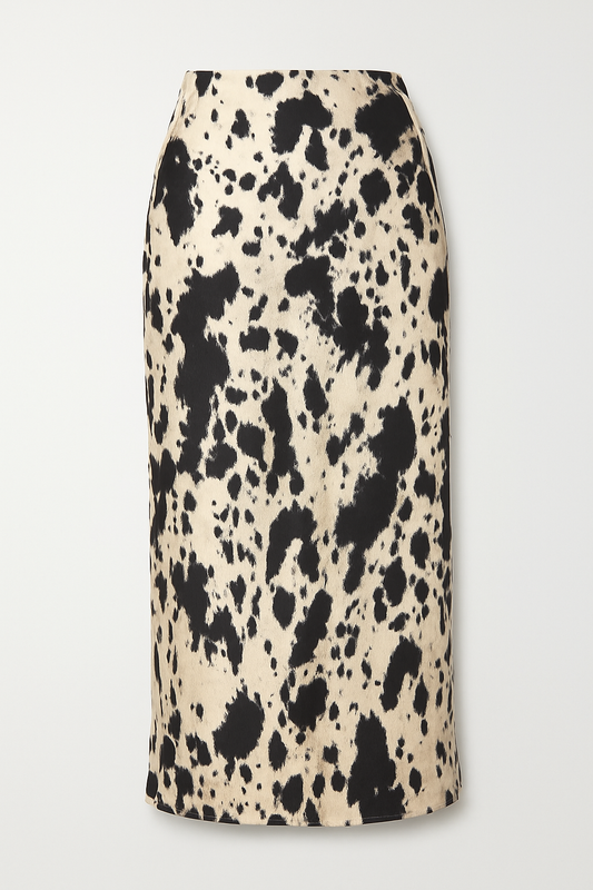 Falda de satin estampada vaca