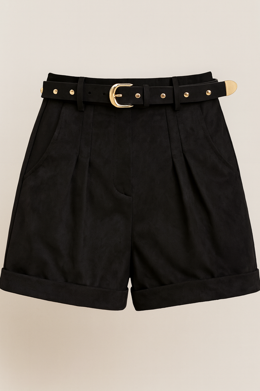 Short con cinturón de gamuza