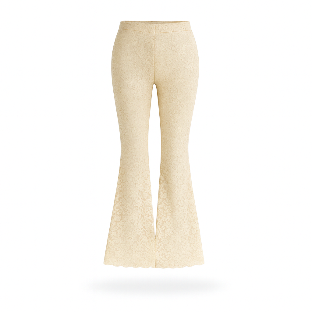 pantalon campana de encaje