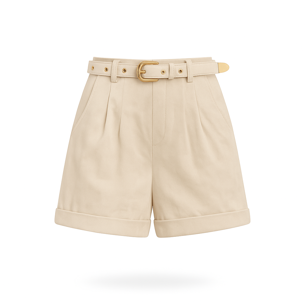 Short con cinturón de gamuza