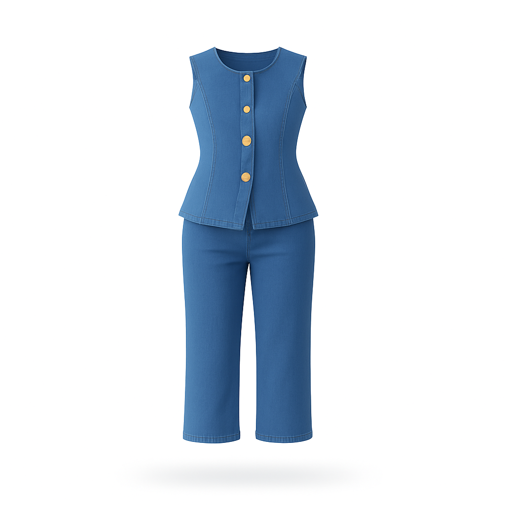 Conjunto de chaleco mezclilla