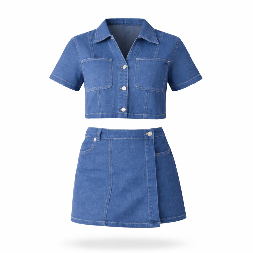 Conjunto de mezclilla con camisa