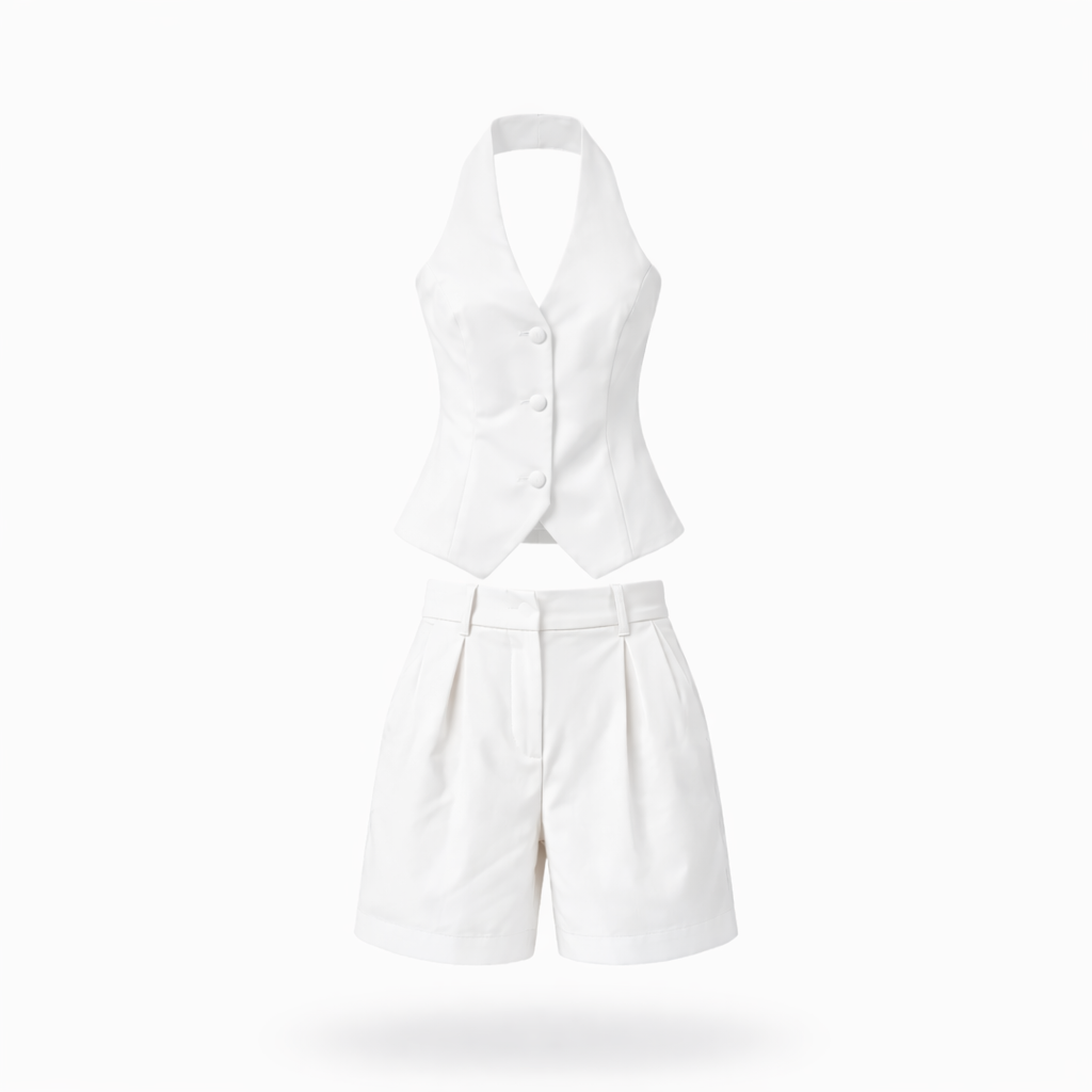 Conjunto de short con chaleco sin espalda