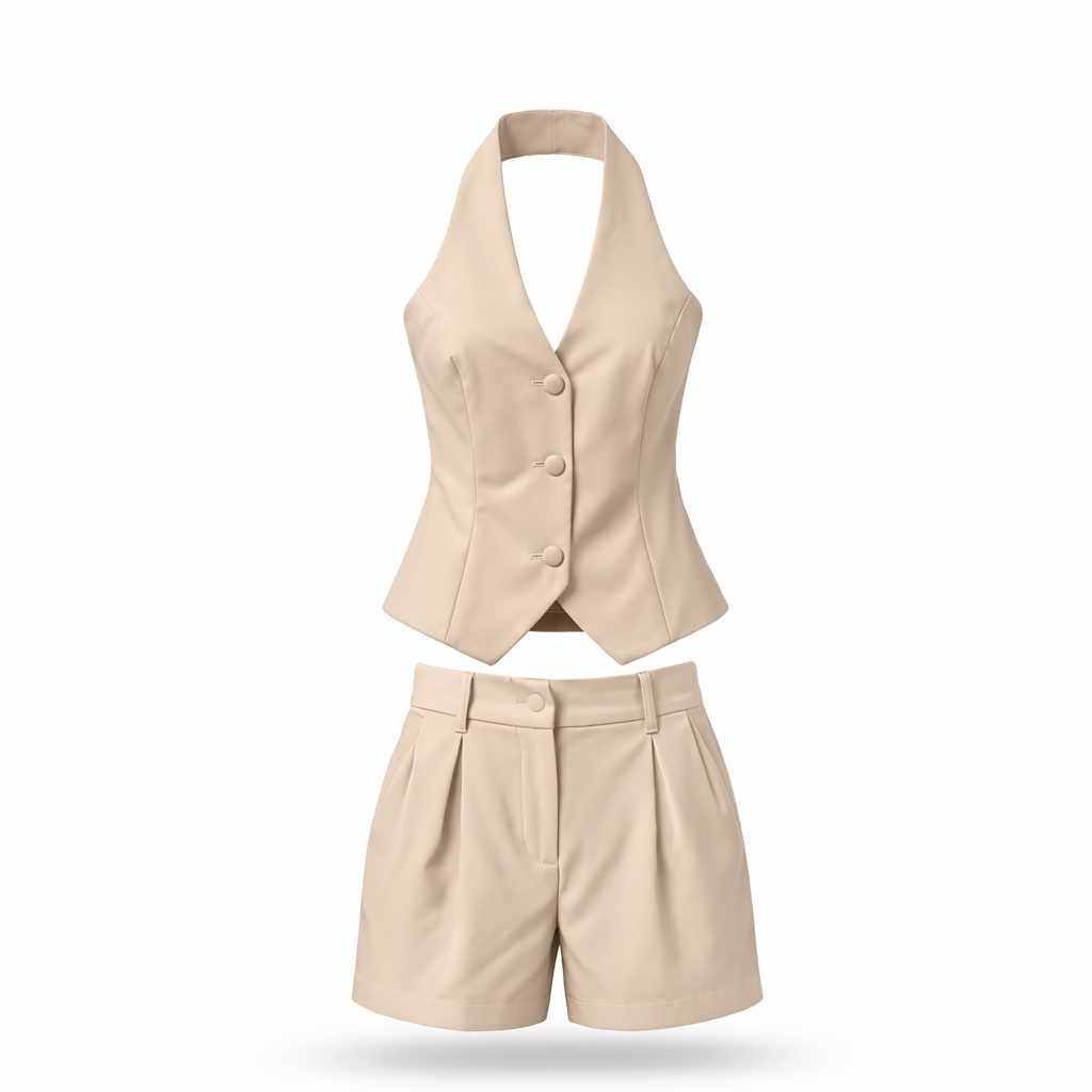 Conjunto de short con chaleco sin espalda
