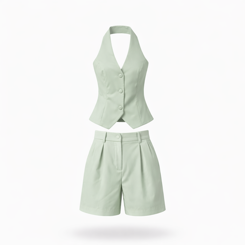 Conjunto de short con chaleco sin espalda