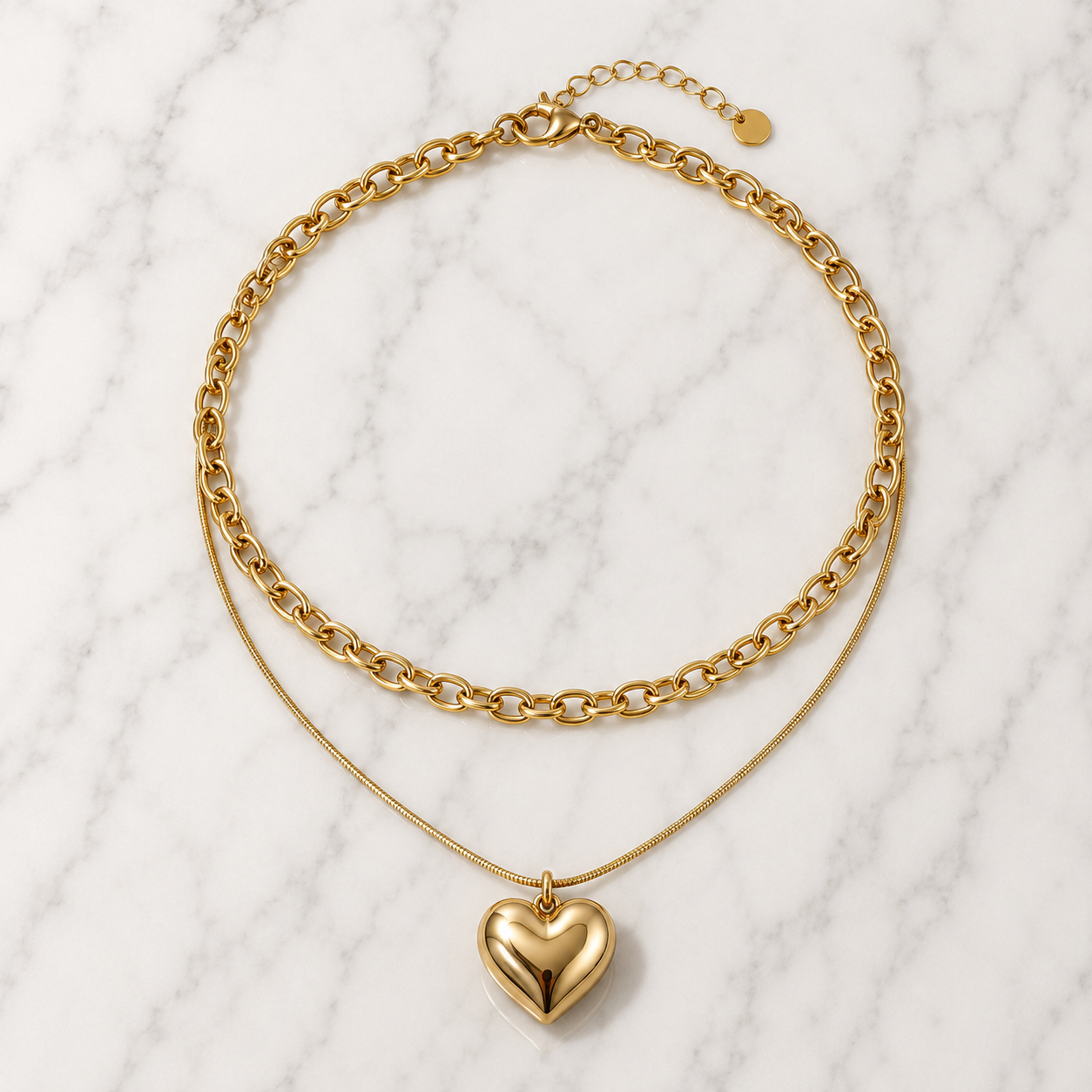 Collar Doble Corazón Dorado