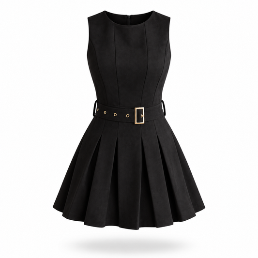 Vestido tableado de gamuza