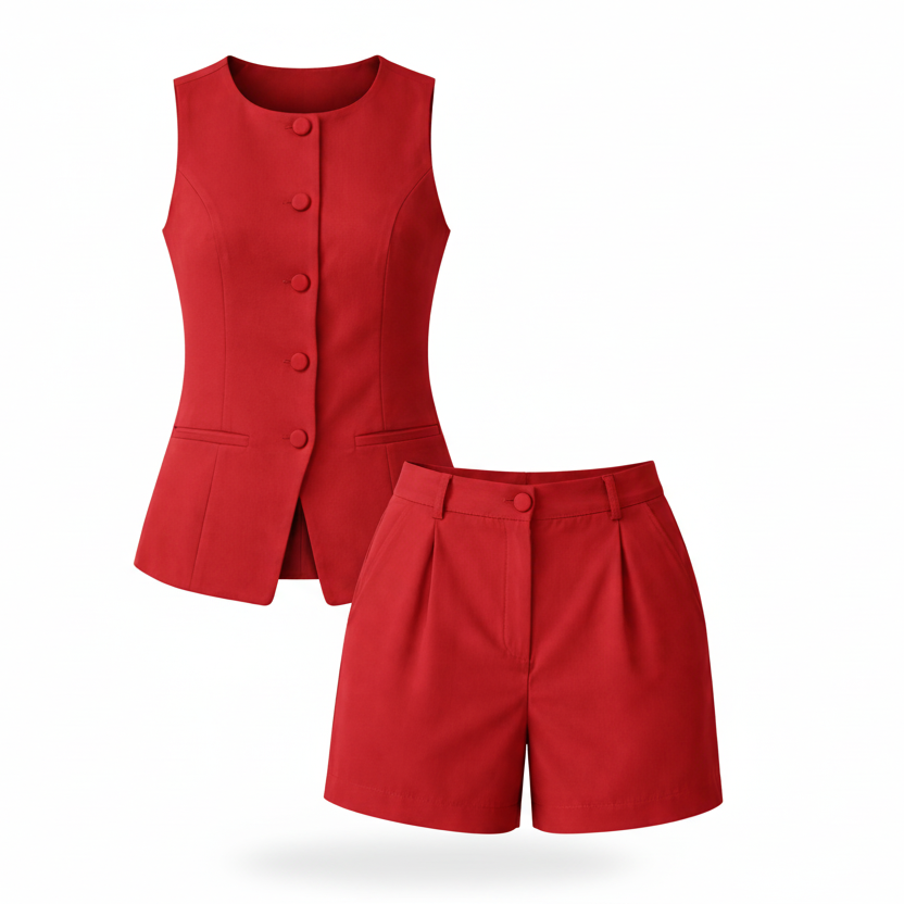 Conjunto de short con chaleco cuello redondo