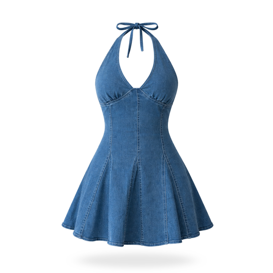 Vestido de Mezclilla Sin espalda corte A