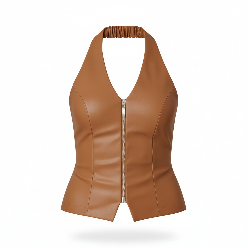 Blusa vinipiel con cierre