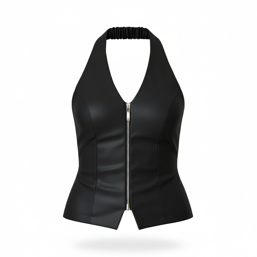 Blusa vinipiel con cierre